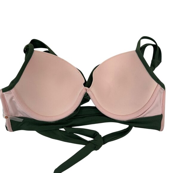 Shade & Shore Womens Green Bikini Top Push-Up Swimwear Size 34DD Back Strappy - Picture 4 of 14
